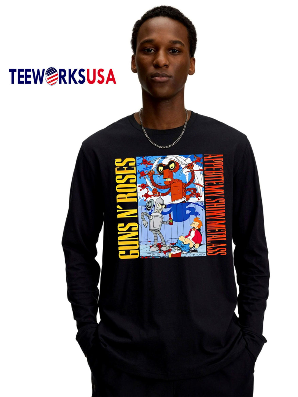 Guns n' roses appebite my shiny metal ass graphic - Adult & Kids T-Shirts, Sweatshirts & Hoodies apparel design preview 4