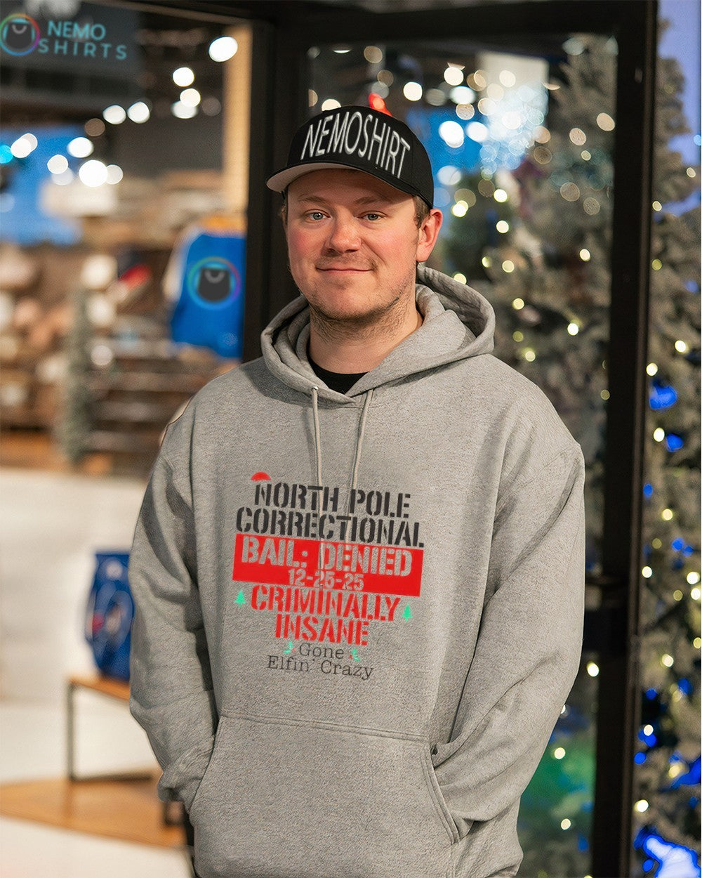 North pole correctional ball denied criminally insane - Adult & Kids T-Shirts, Sweatshirts & Hoodies apparel design preview 3