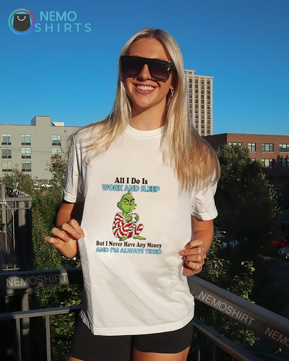 Grinch all I do is work and sleep but never have any - Adult & Kids T-Shirts, Sweatshirts & Hoodies apparel design preview 4