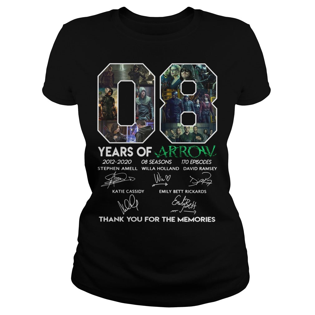 08 Years Of Arrow Thank You For The Memories - Adult & Kids T-Shirts, Sweatshirts & Hoodies apparel design preview 2