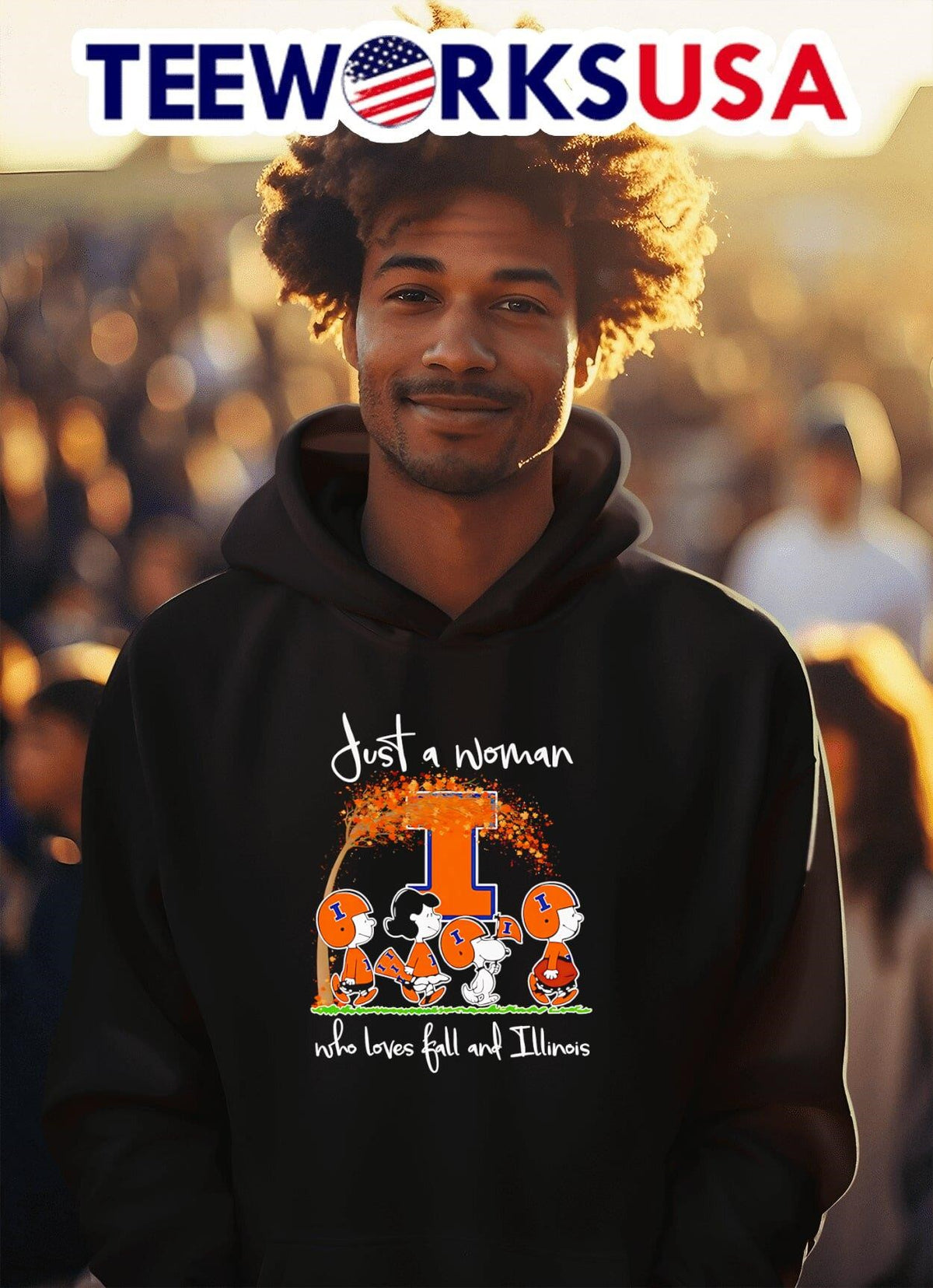 Peanuts just a woman who loves fall and Illinois - Adult & Kids T-Shirts, Sweatshirts & Hoodies apparel design preview 2