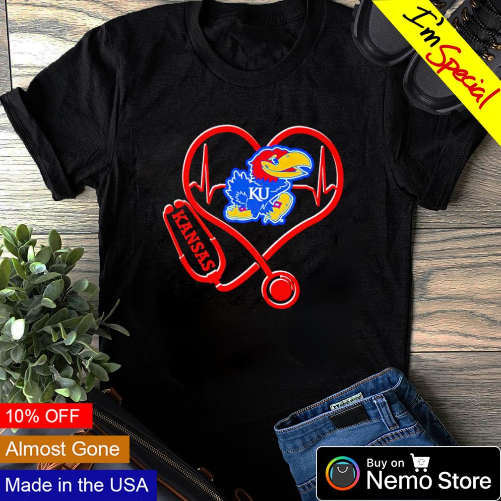 Heartbeat nurse Kansas Jayhawks - Adult & Kids T-Shirts, Sweatshirts & Hoodies apparel design preview 1