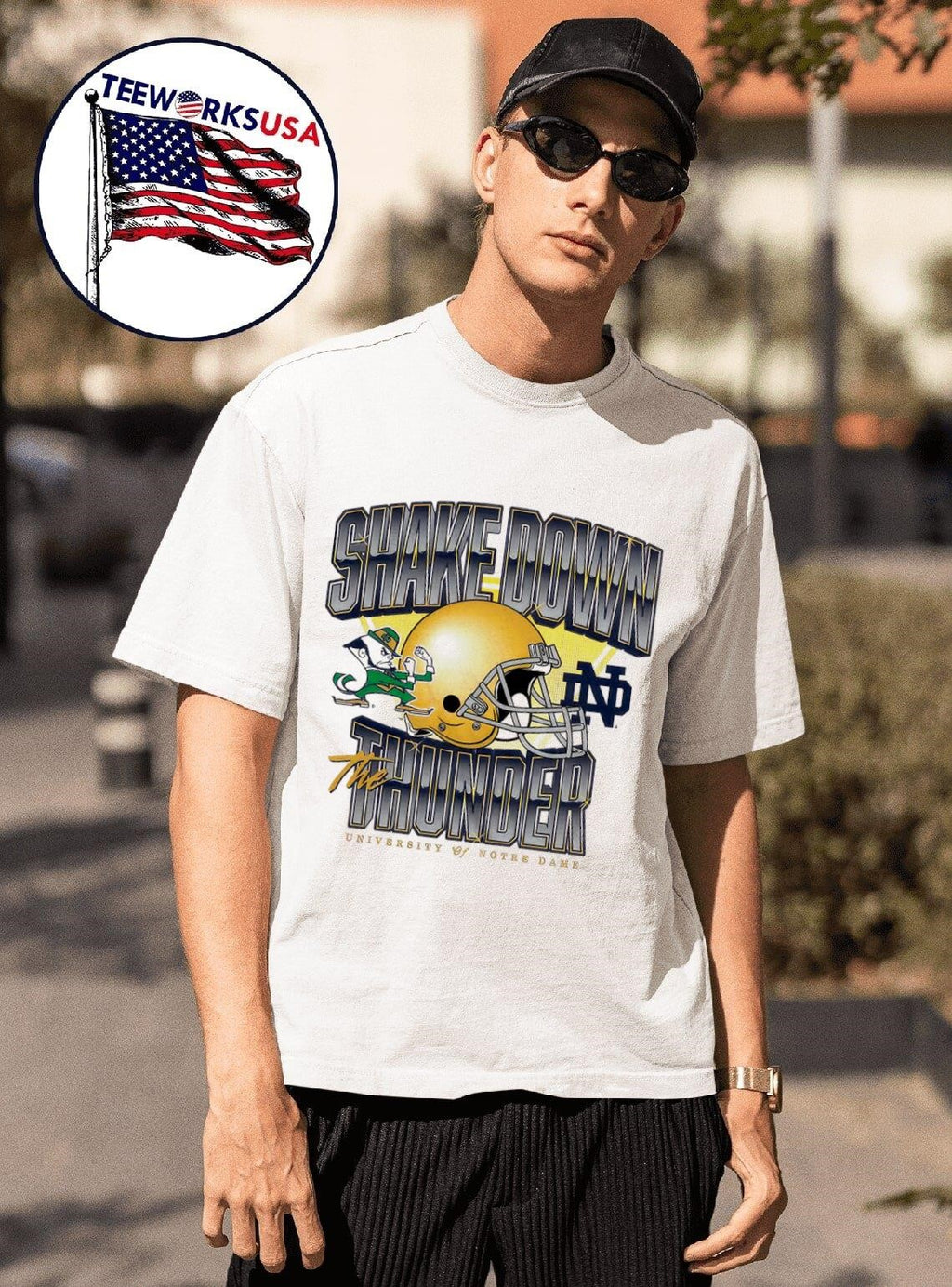 Notre Dame Fighting Irish shake down the thunder - Adult & Kids T-Shirts, Sweatshirts & Hoodies apparel design preview 1