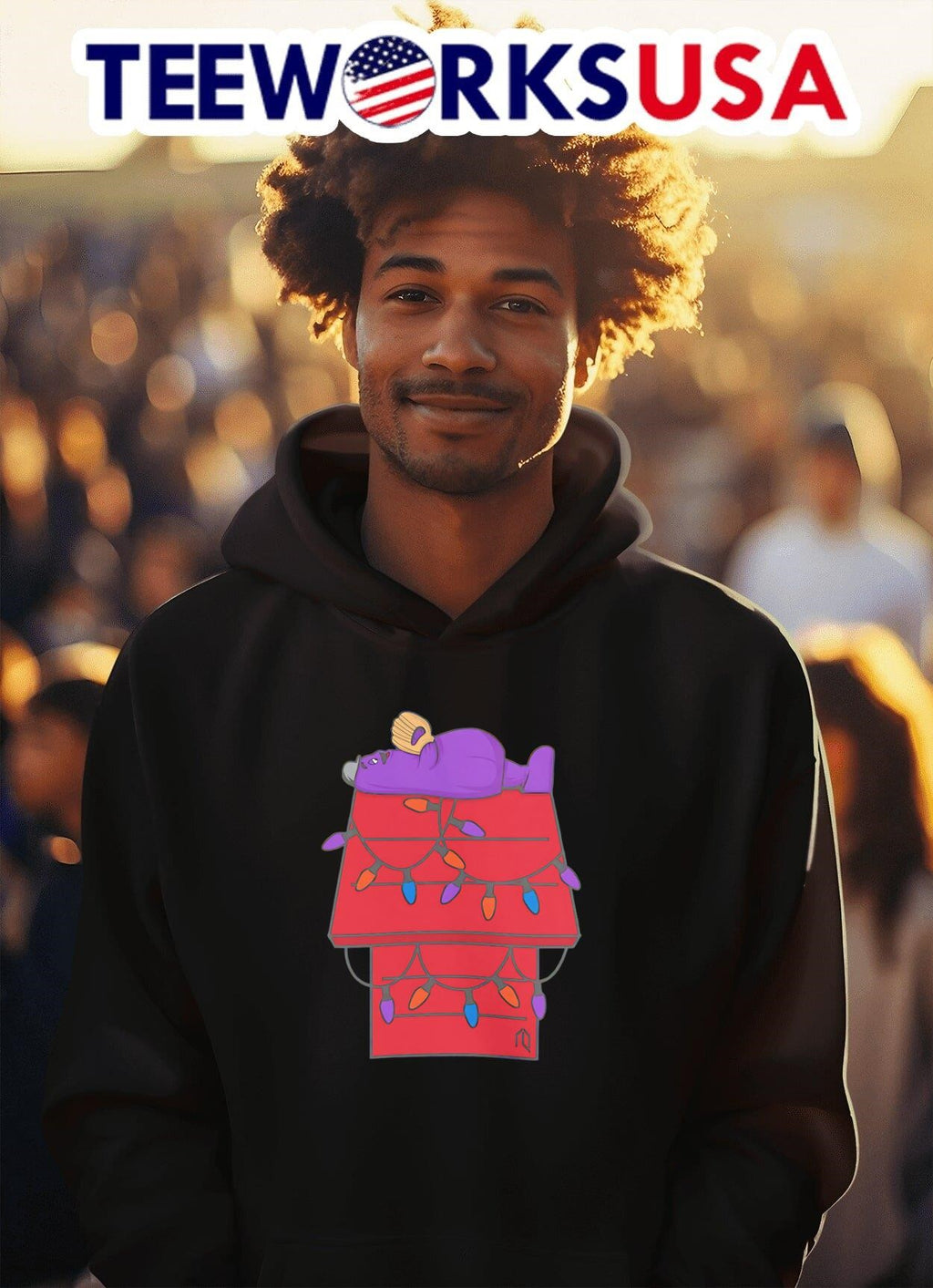 Grimace Purple Mascot Christmas House - Adult & Kids T-Shirts, Sweatshirts & Hoodies apparel design preview 2