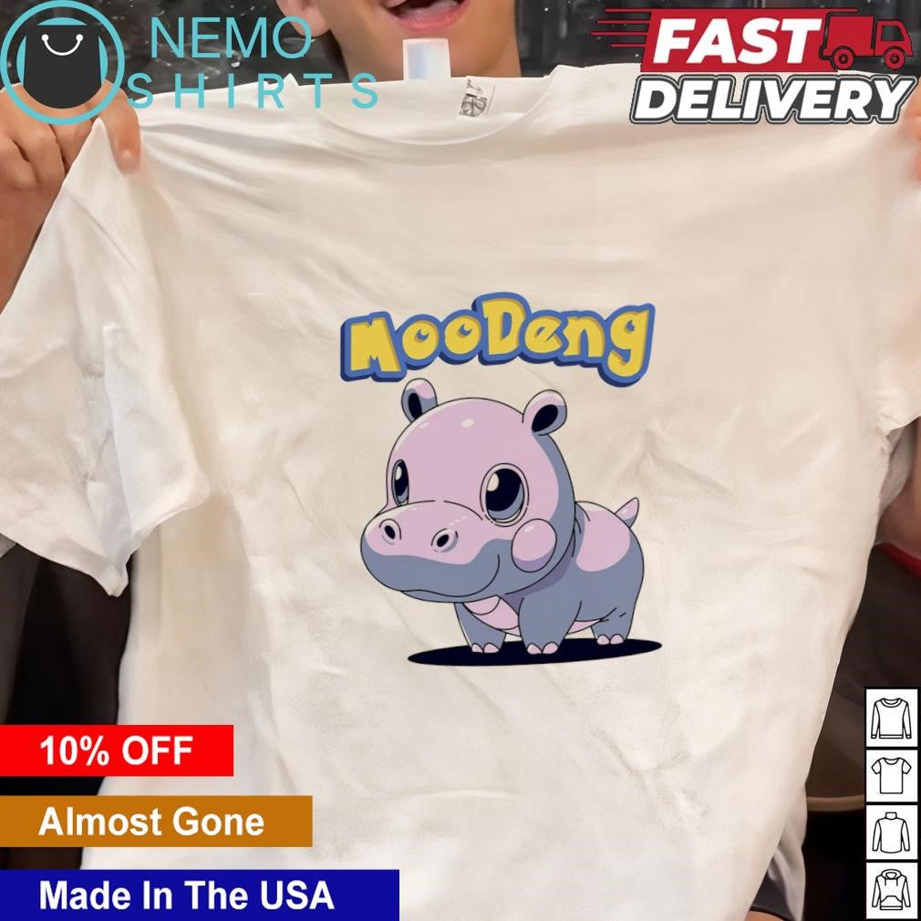 Moo Deng hippo cartoon - Adult & Kids T-Shirts, Sweatshirts & Hoodies apparel design preview 1