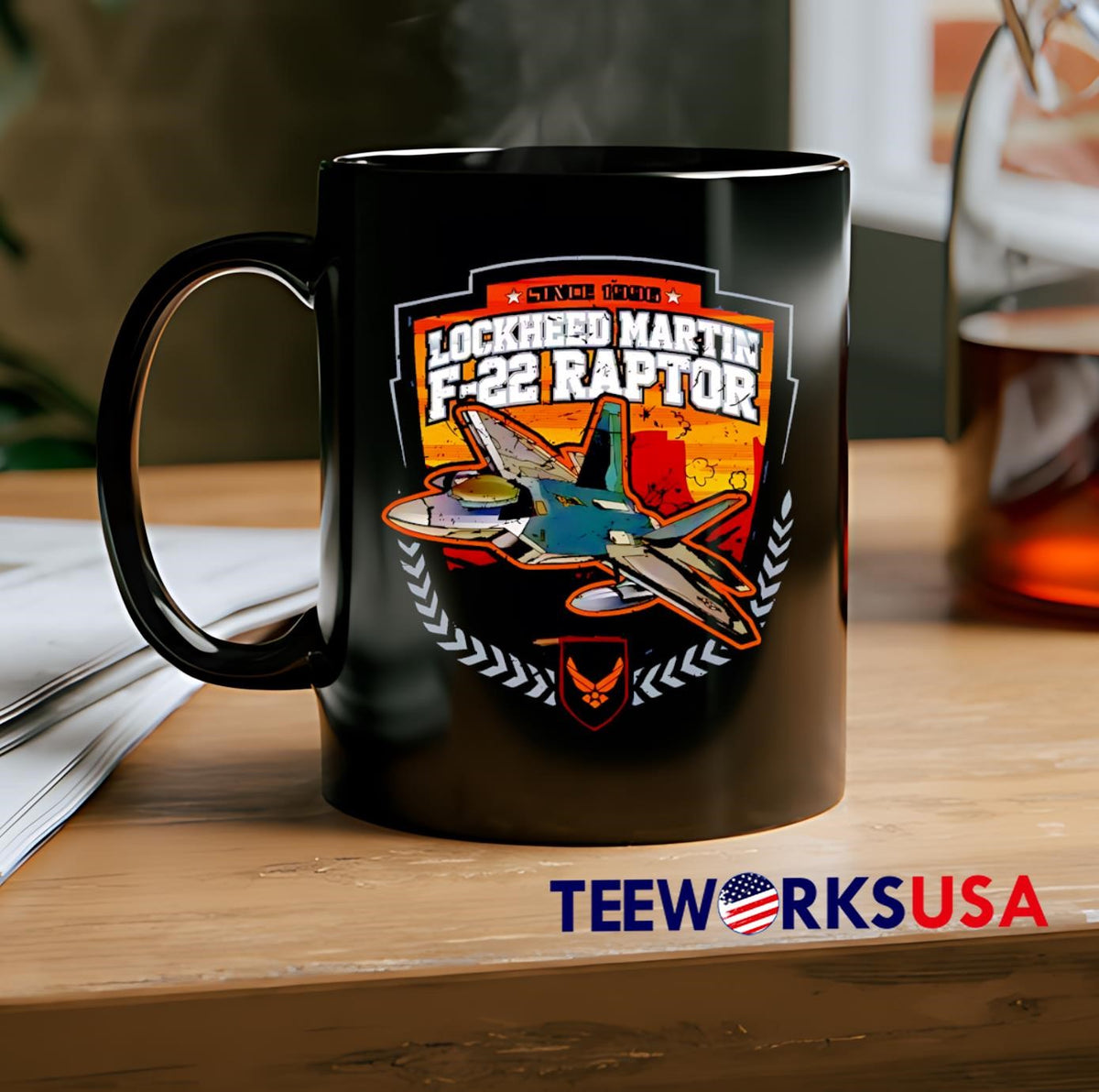 Lockheed Martin F-22 Raptor retro - Adult & Kids T-Shirts, Sweatshirts & Hoodies apparel design preview 2