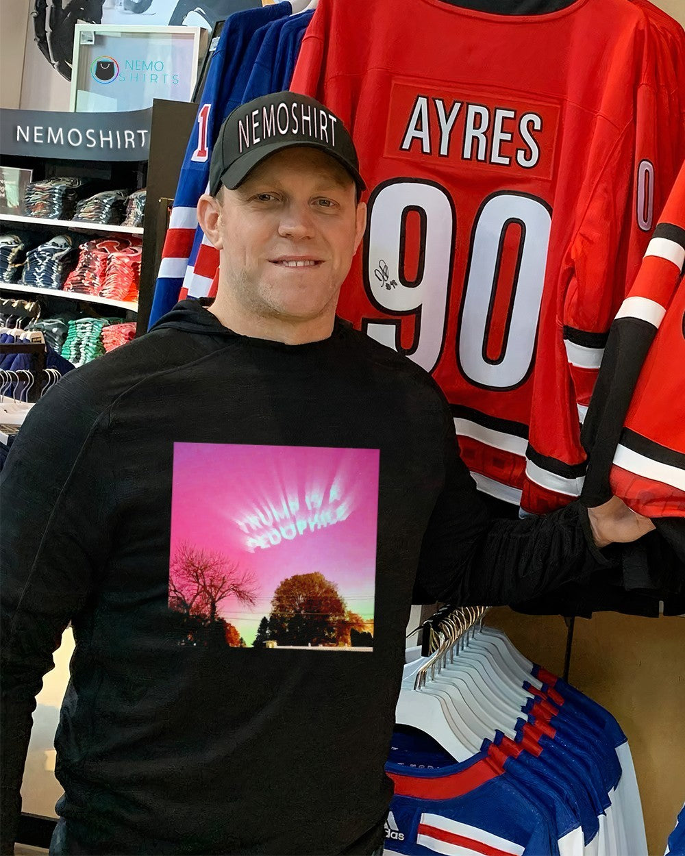Trump is a Pedophile Northern Lights - Adult & Kids T-Shirts, Sweatshirts & Hoodies apparel design preview 2