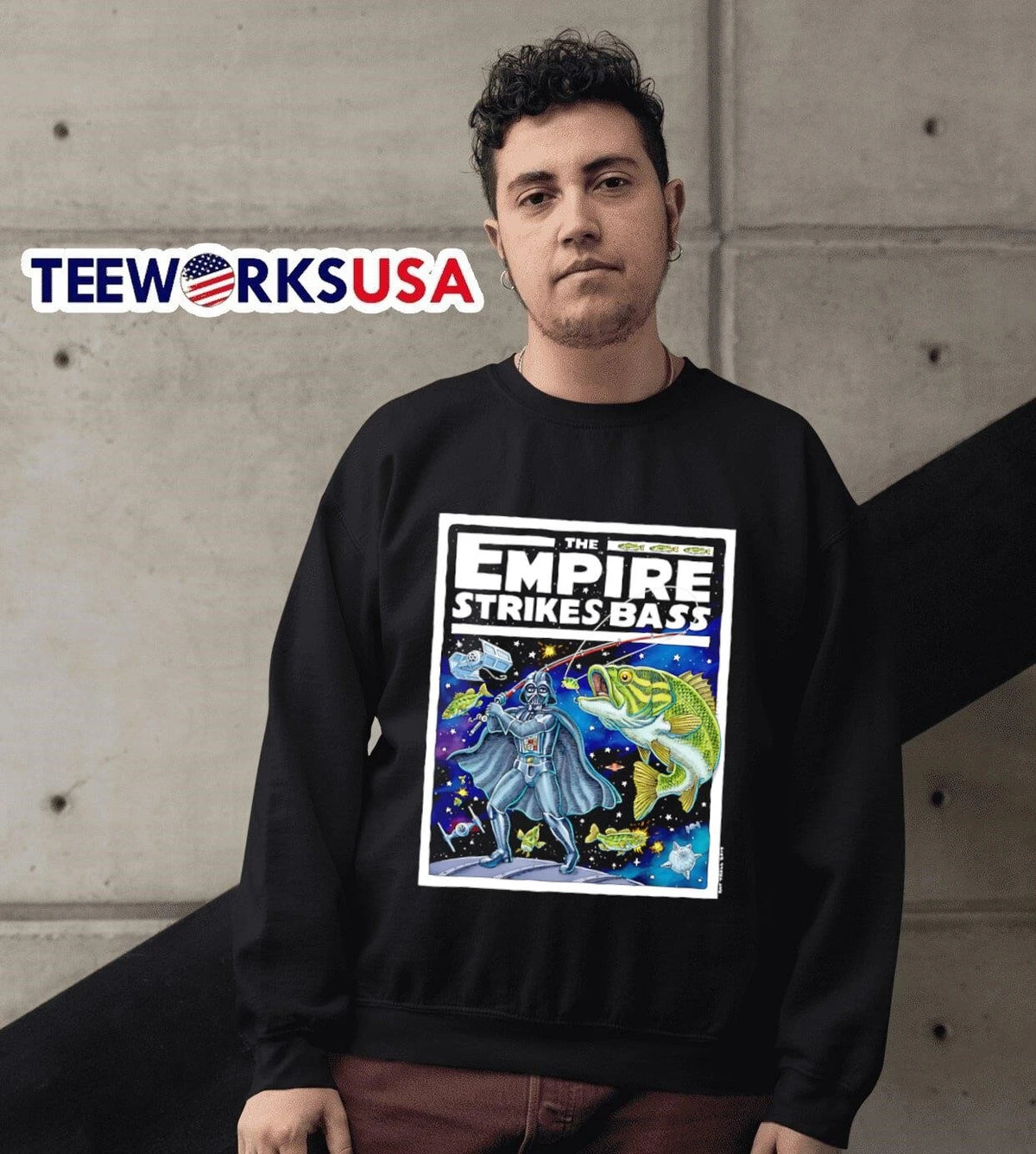 The Empire Strikes Bass Darth Vader Fishing - Adult & Kids T-Shirts, Sweatshirts & Hoodies apparel design preview 6
