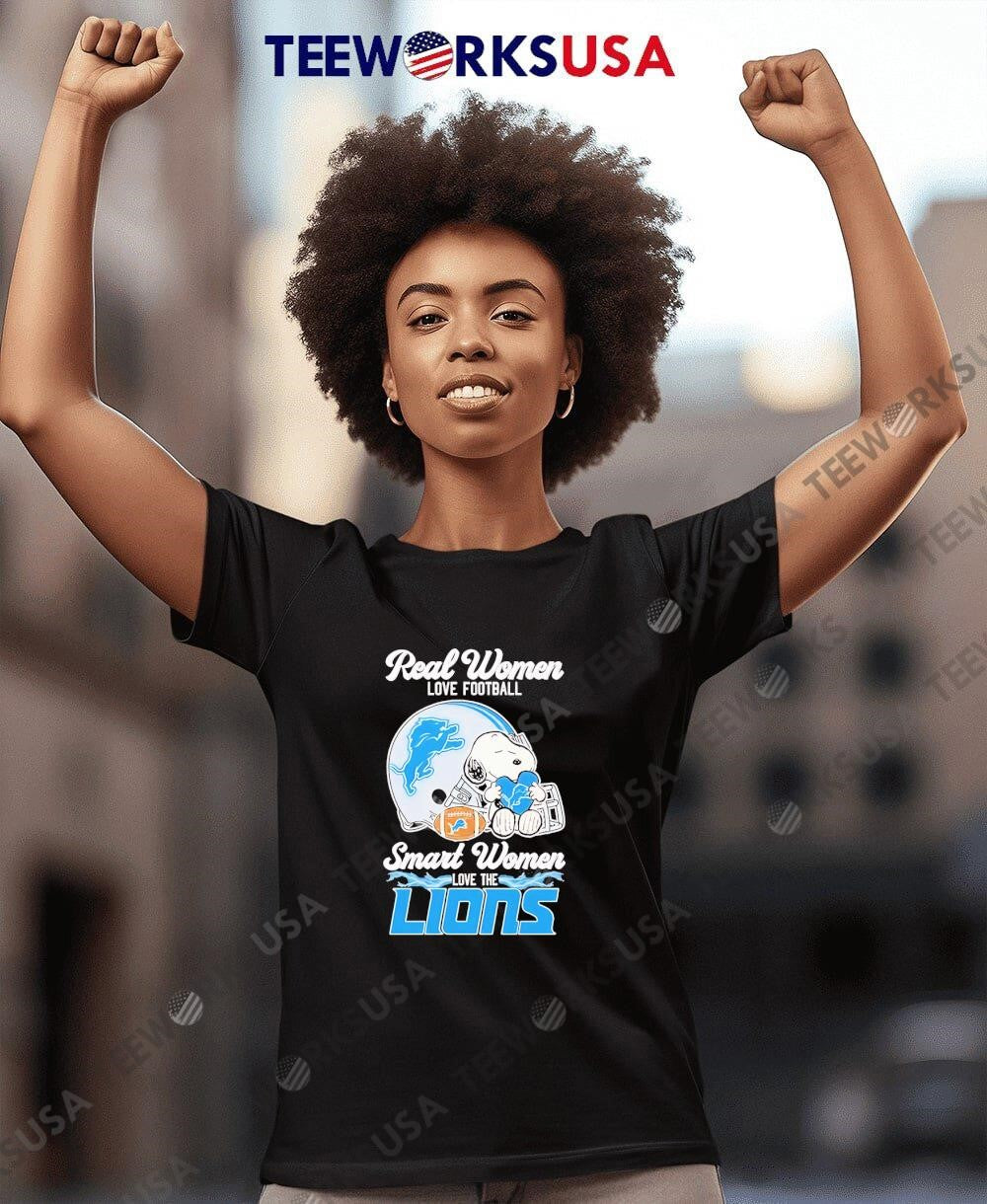 Snoopy Real Women Love Football Smart The Detroit - Adult & Kids T-Shirts, Sweatshirts & Hoodies apparel design preview 4