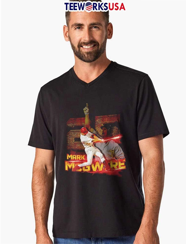 Mark Mcgwire Baseball Player Swinging Bat Red - Adult & Kids T-Shirts, Sweatshirts & Hoodies apparel design preview 8