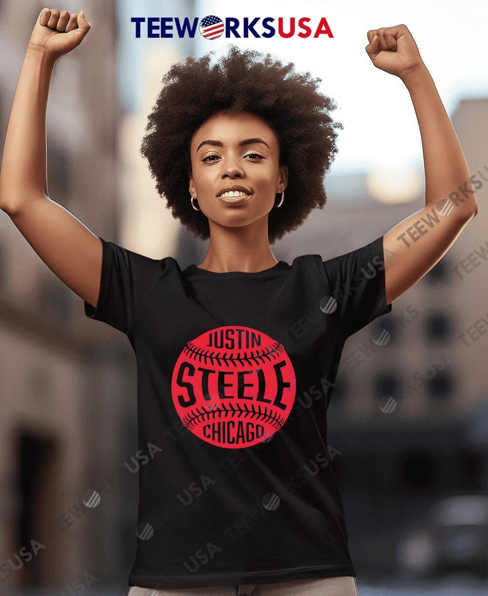 Justin Steele Chicago C Vintage Baseball - Adult & Kids T-Shirts, Sweatshirts & Hoodies apparel design preview 7