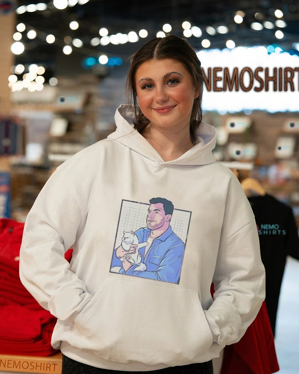 Alan Ritchson holding a kitty - Adult & Kids T-Shirts, Sweatshirts & Hoodies apparel design preview 5