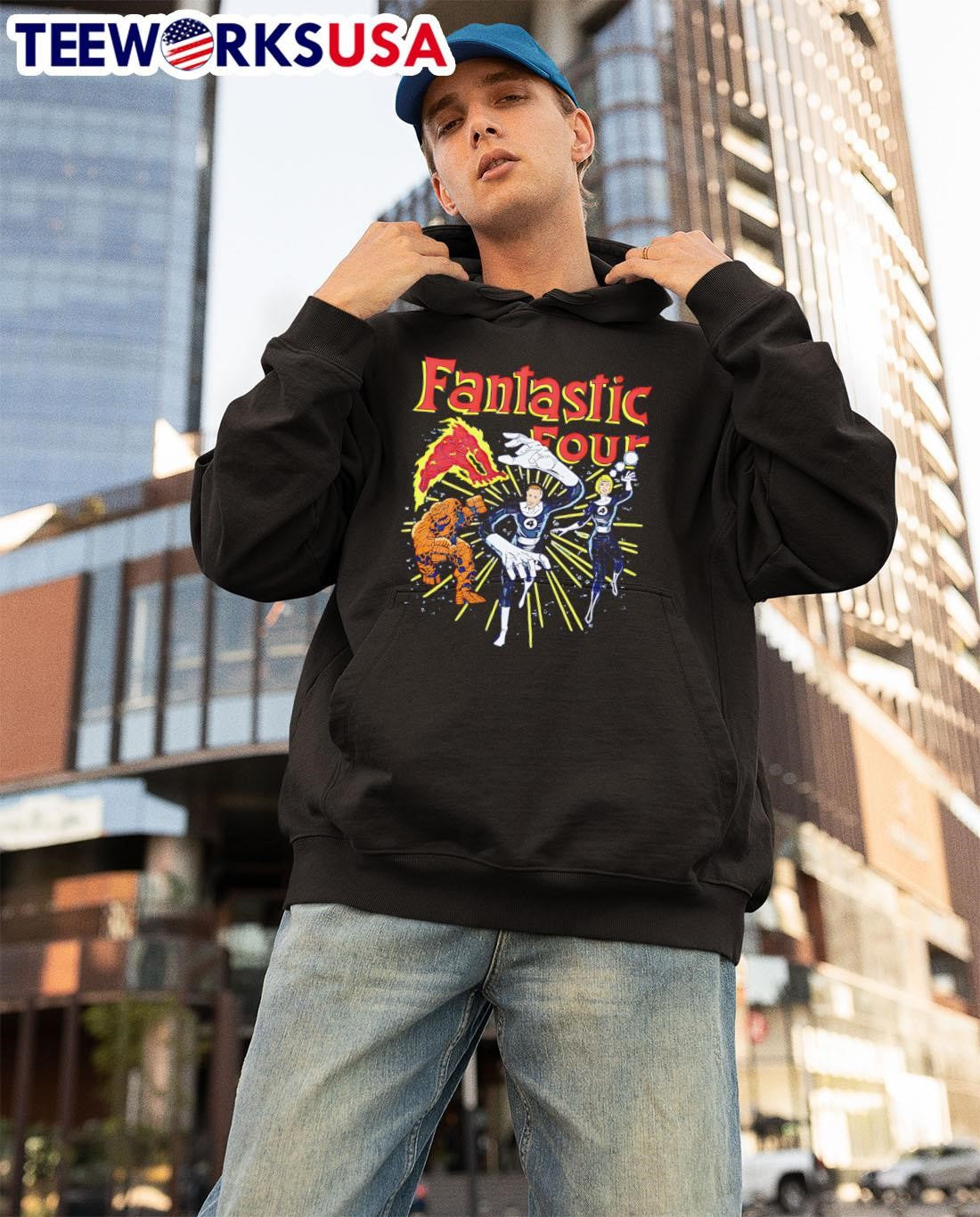 Fantastic Four Characters cartoon - Adult & Kids T-Shirts, Sweatshirts & Hoodies apparel design preview 3