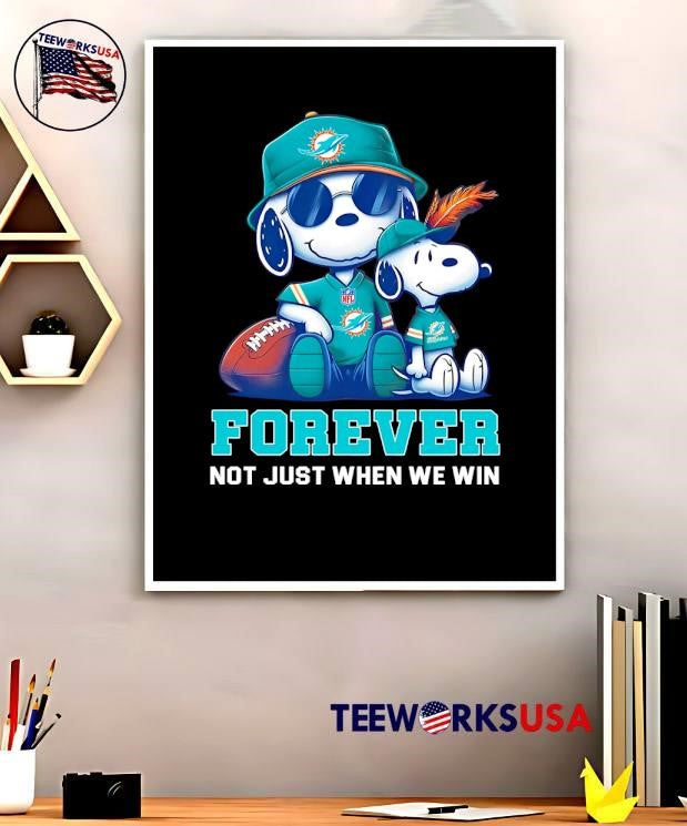 Miami Dolphins Peanuts Snoopy Forever - Adult & Kids T-Shirts, Sweatshirts & Hoodies apparel design preview 5
