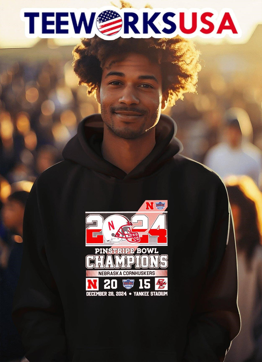 2024 Pinstripe Bowl Champions Nebraska Cornhuskers - Adult & Kids T-Shirts, Sweatshirts & Hoodies apparel design preview 2