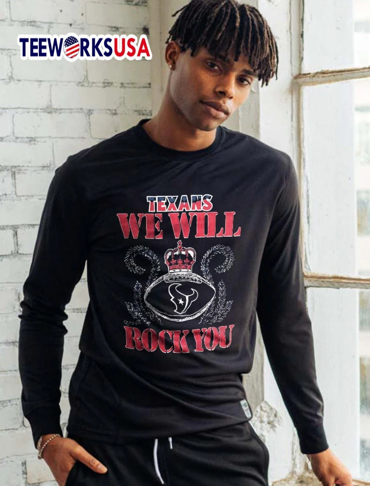 Texans We Will Crown Football Queen Rock You - Adult & Kids T-Shirts, Sweatshirts & Hoodies apparel design preview 5