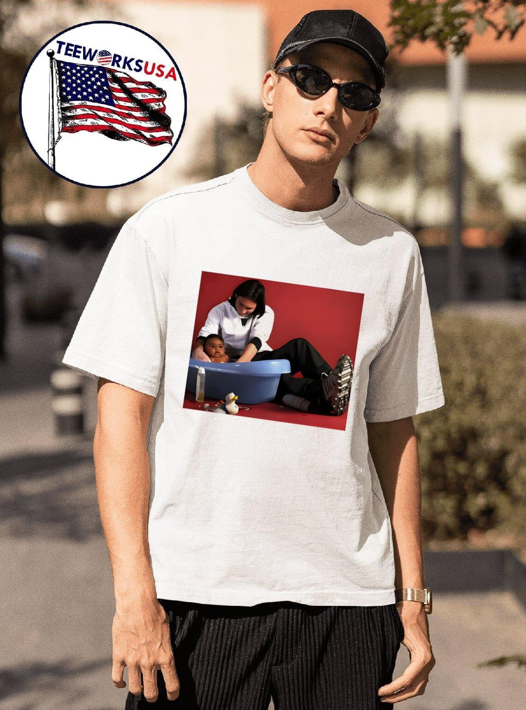 Leo Messi Bathing Baby Lamine Yamal - Adult & Kids T-Shirts, Sweatshirts & Hoodies apparel design preview 1