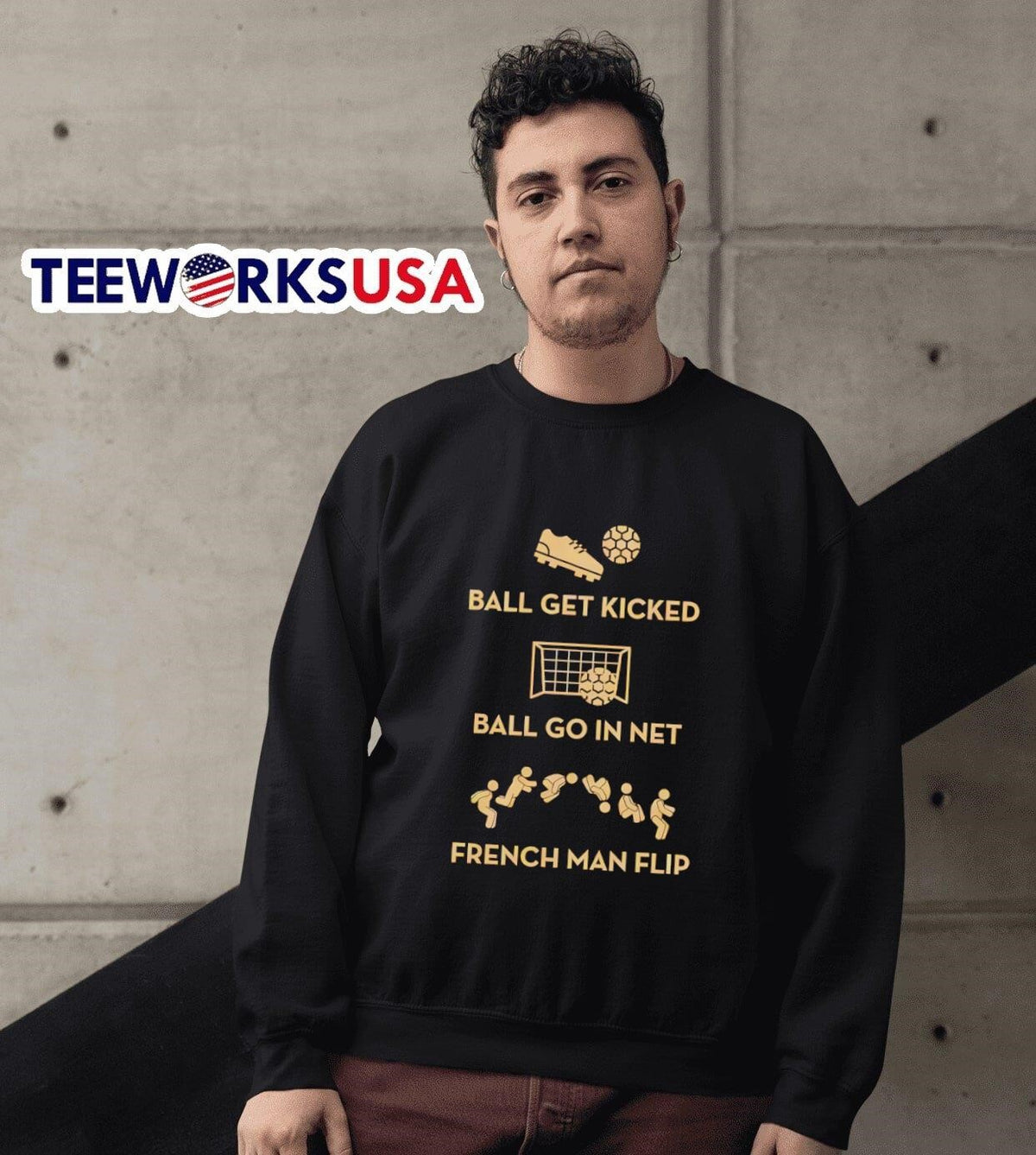 Ball get kicked go in net French man flip - Adult & Kids T-Shirts, Sweatshirts & Hoodies apparel design preview 6