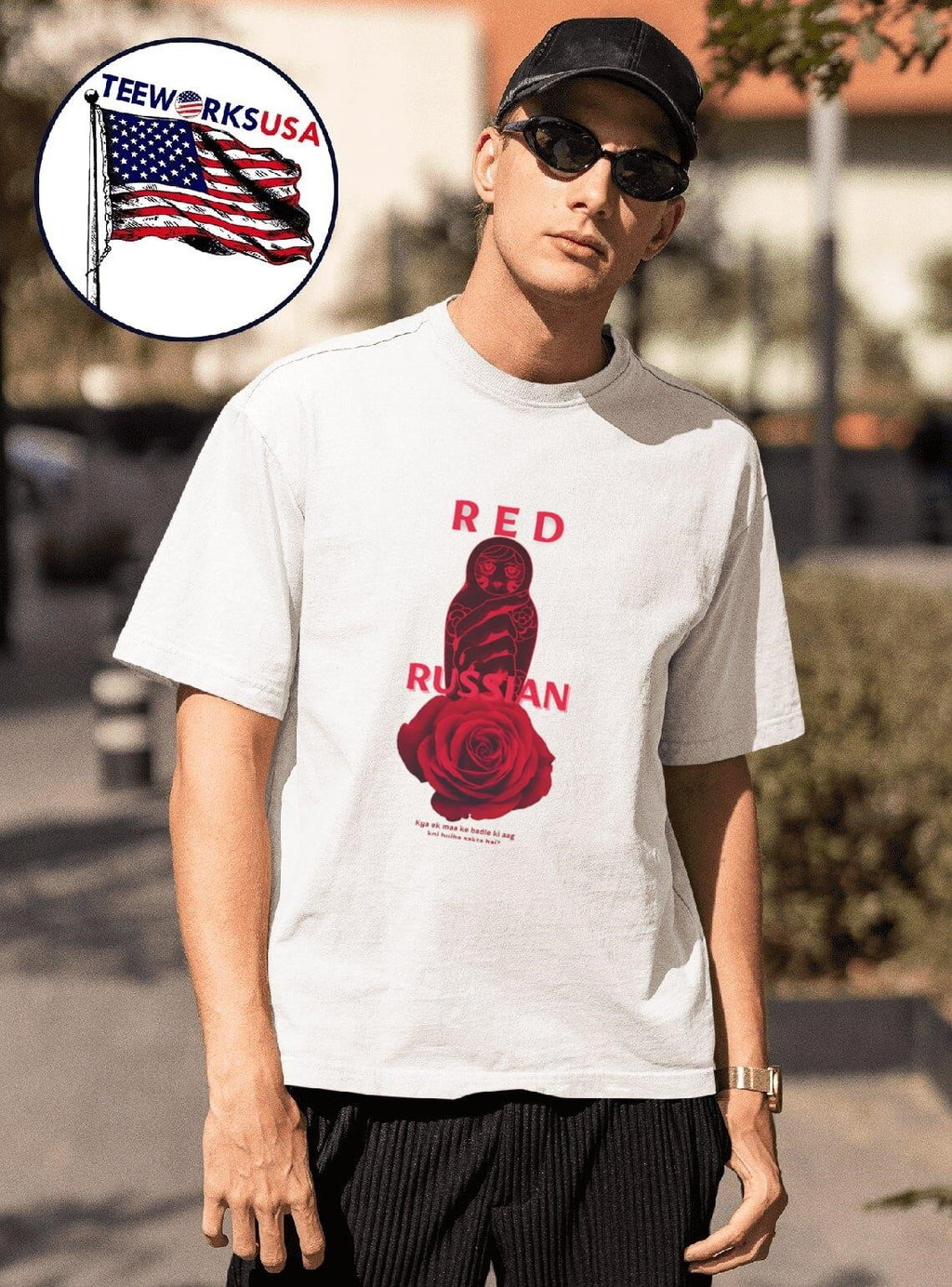 Red Russian doll rose - Adult & Kids T-Shirts, Sweatshirts & Hoodies apparel design preview 1