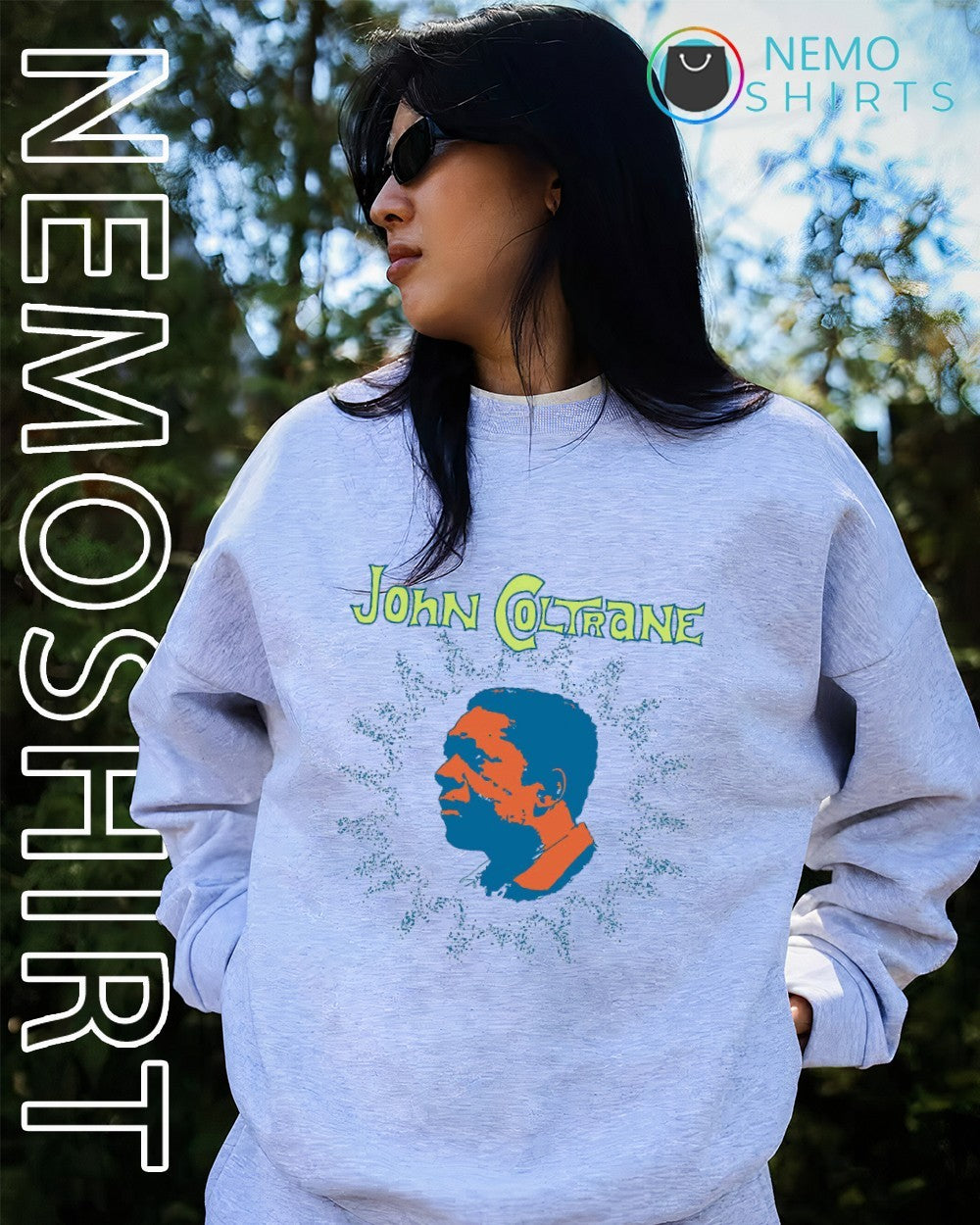 John Coltrane sun star illustration - Adult & Kids T-Shirts, Sweatshirts & Hoodies apparel design preview 2