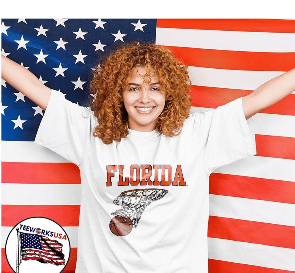 Florida Basketball Graphic with Hoop and Ball - Adult & Kids T-Shirts, Sweatshirts & Hoodies apparel design preview 7