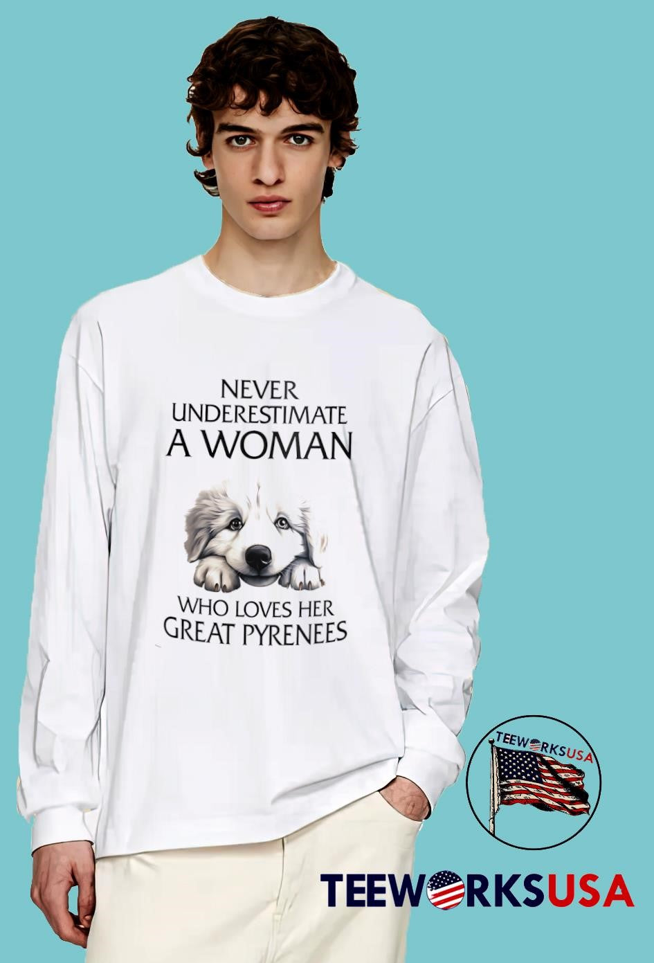 Dog never underestimate a woman who loves her great - Adult & Kids T-Shirts, Sweatshirts & Hoodies apparel design preview 4