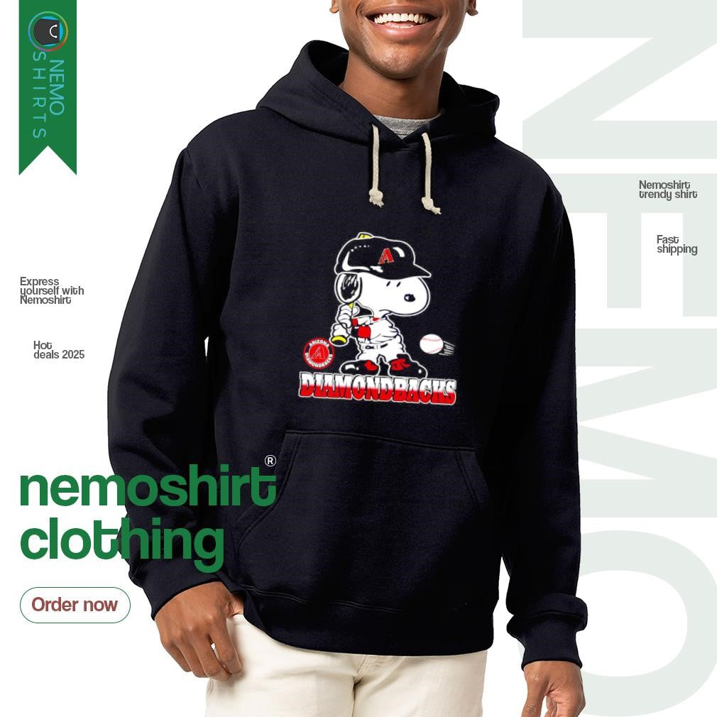 Snoopy playing baseball Arizona Diamondbacks - Adult & Kids T-Shirts, Sweatshirts & Hoodies apparel design preview 2