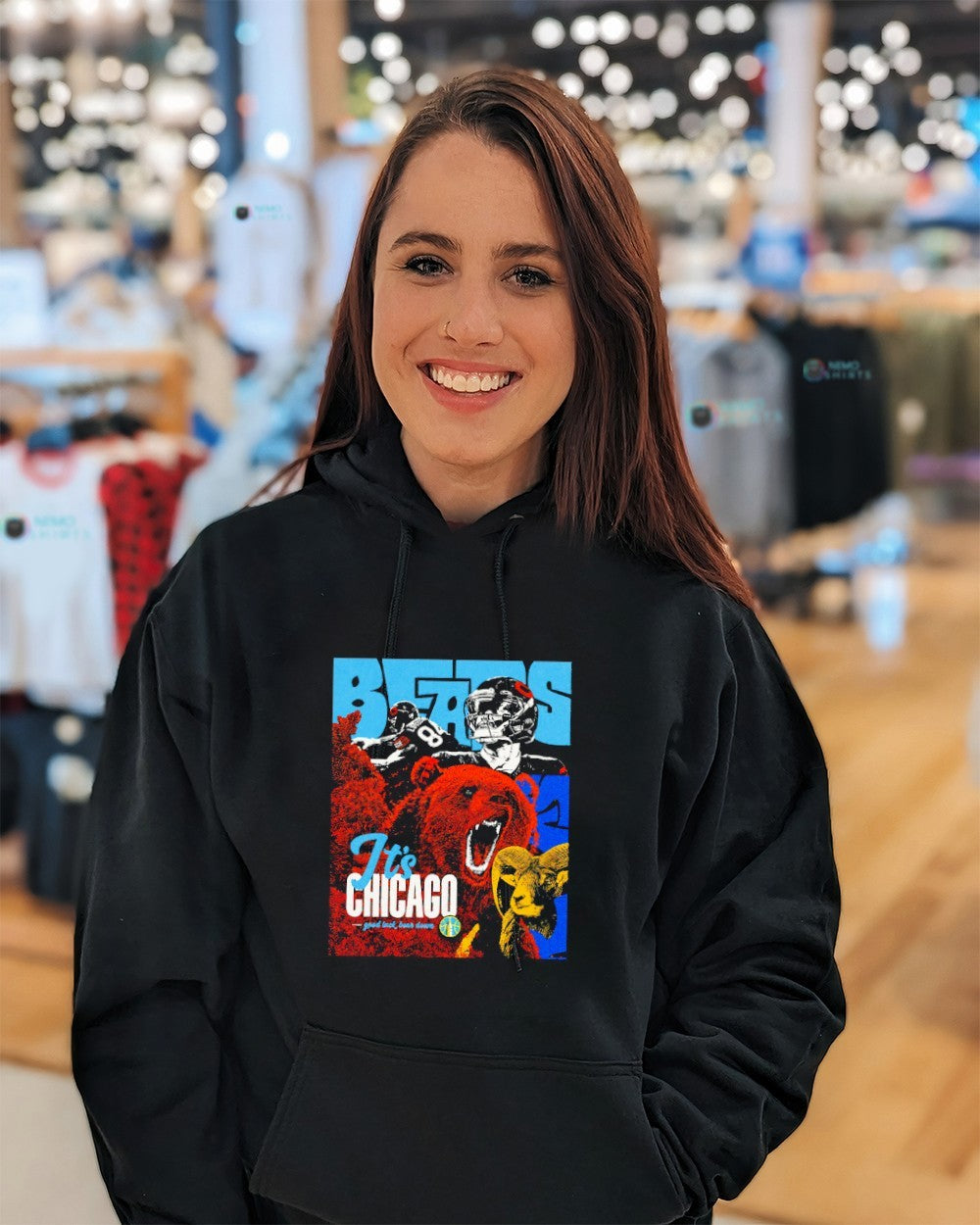 Beat Rams it's Chicago Bears good luck bear down - Adult & Kids T-Shirts, Sweatshirts & Hoodies apparel design preview 3