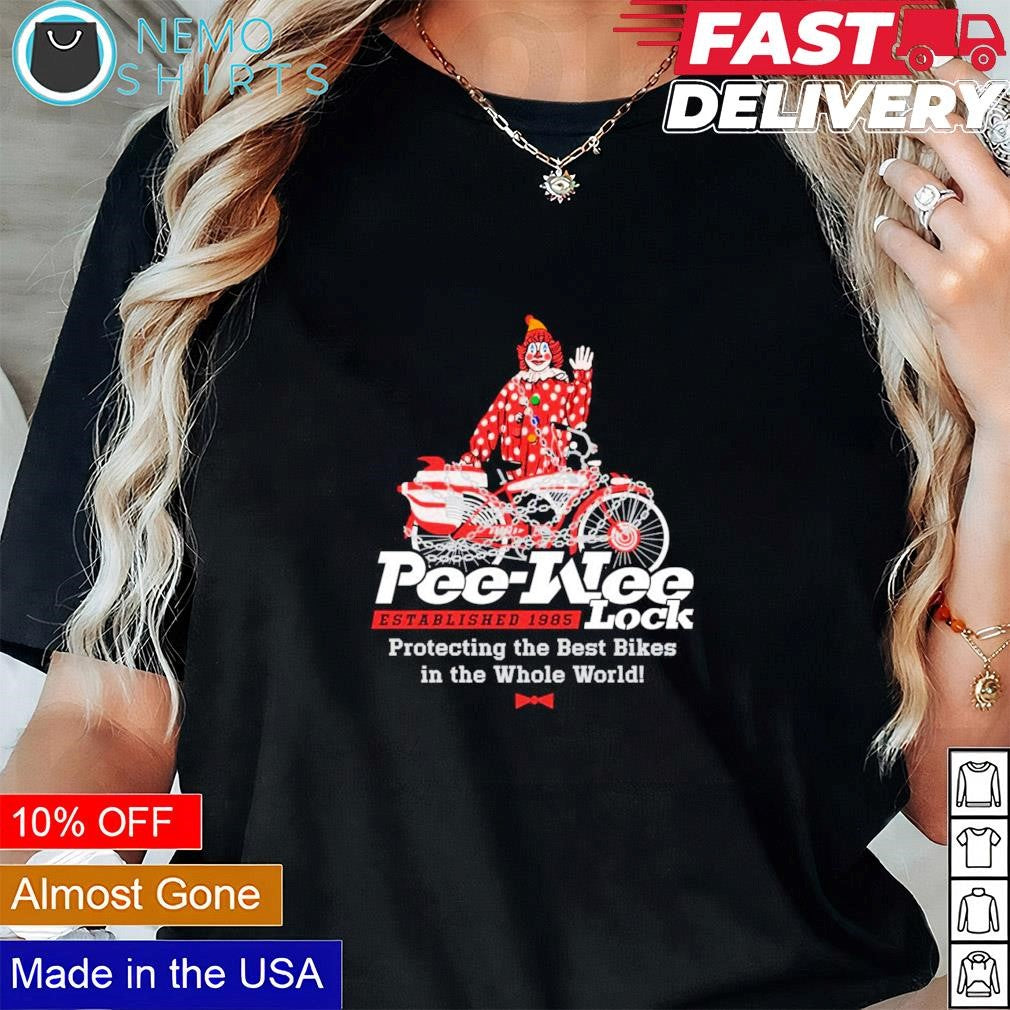 Pee-Wee lock est 11985 protecting the best bikes in - Adult & Kids T-Shirts, Sweatshirts & Hoodies apparel design preview 1
