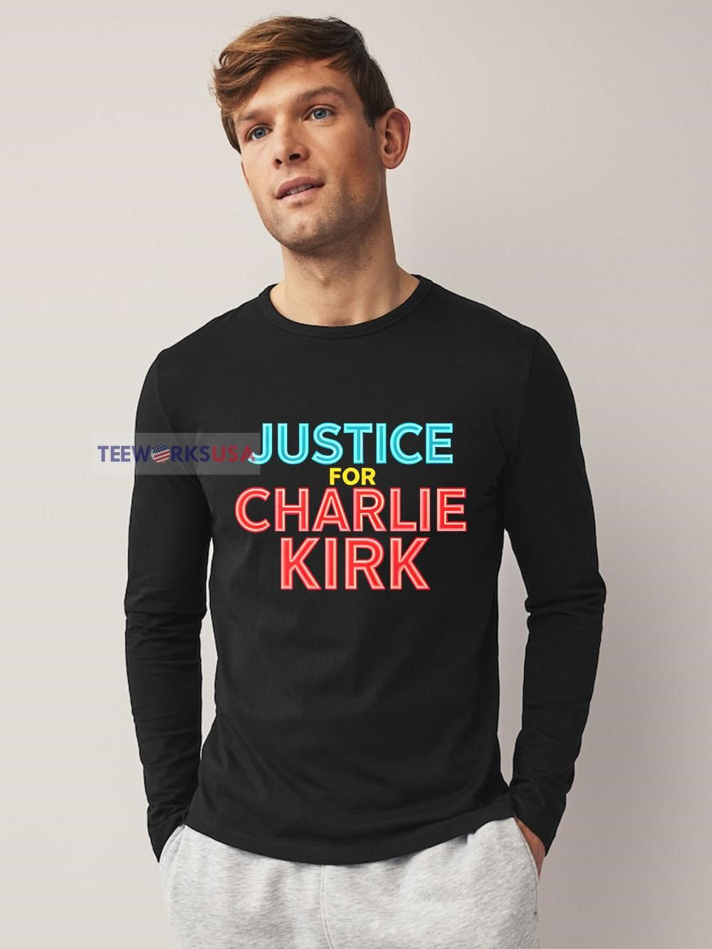 Justice for Charlie Kirk neon - Adult & Kids T-Shirts, Sweatshirts & Hoodies apparel design preview 3