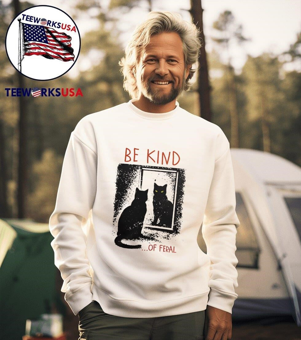 Be Kind Of Feral Black Cat Mirror - Adult & Kids T-Shirts, Sweatshirts & Hoodies apparel design preview 3