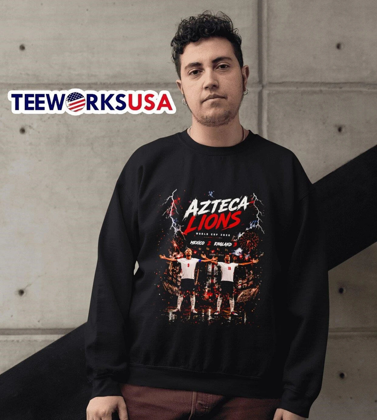 Azteca Lions England 3 Mexico 2 World Cup 2026 - Adult & Kids T-Shirts, Sweatshirts & Hoodies apparel design preview 6