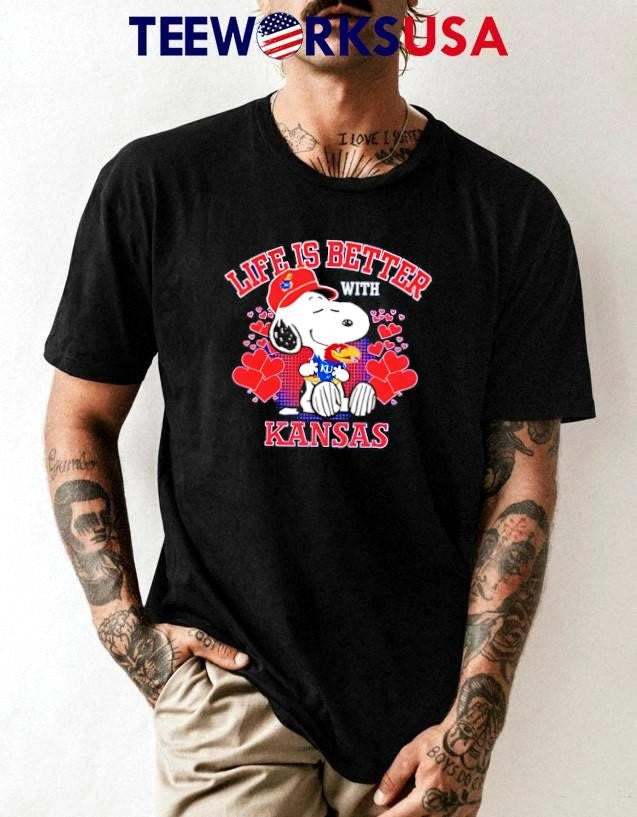 Snoopy Life Is Better With Kansas Jayhawks - Adult & Kids T-Shirts, Sweatshirts & Hoodies apparel design preview 1
