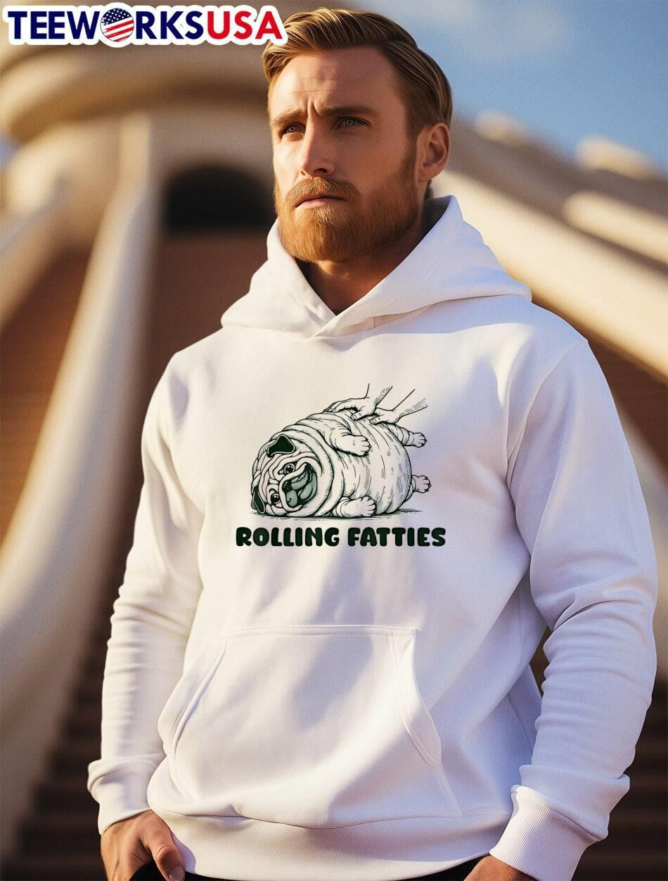 Rolling Fatties Funny Pug - Adult & Kids T-Shirts, Sweatshirts & Hoodies apparel design preview 2