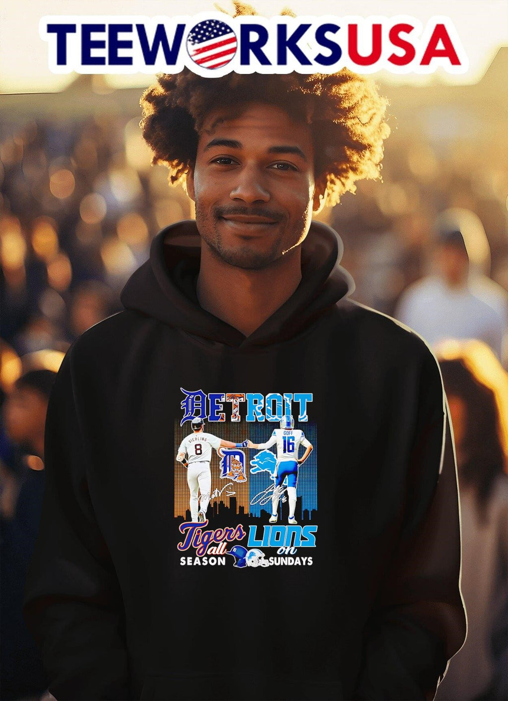 Detroit Tigers Lions Matt Vierling and Jared Goff - Adult & Kids T-Shirts, Sweatshirts & Hoodies apparel design preview 2