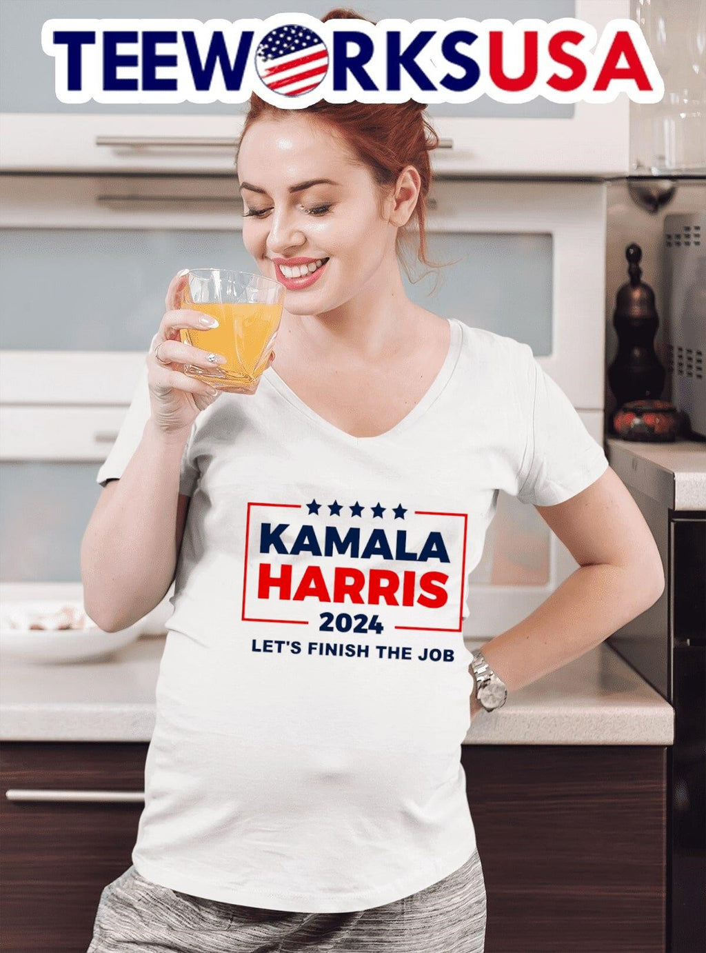 Kamala Harris 2024 let's finish the job - Adult & Kids T-Shirts, Sweatshirts & Hoodies apparel design preview 4