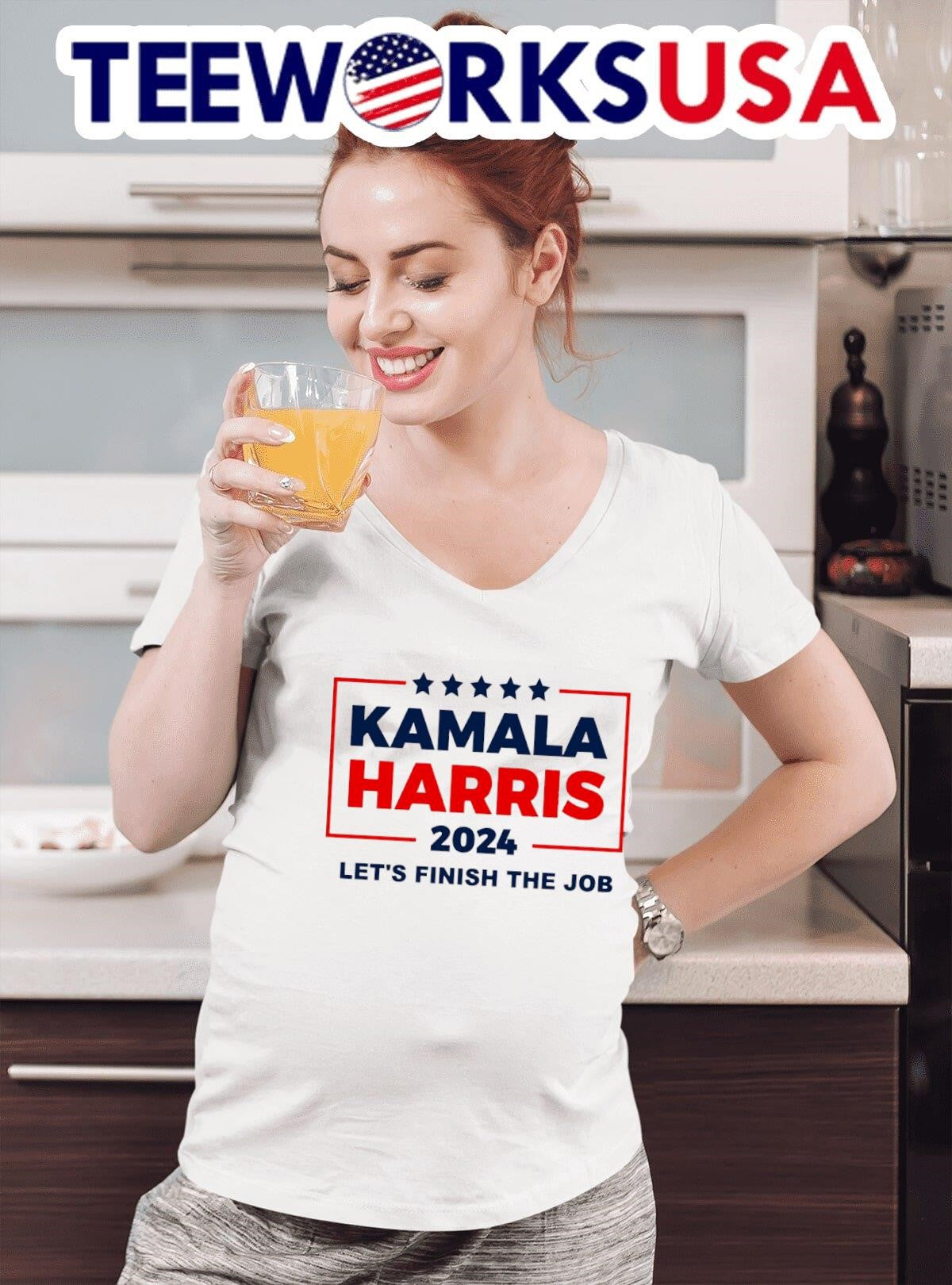 Kamala Harris 2024 let's finish the job - Adult & Kids T-Shirts, Sweatshirts & Hoodies apparel design preview 4
