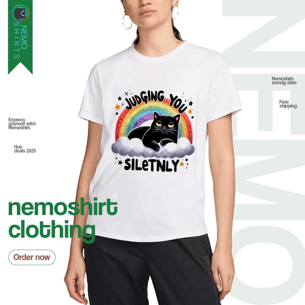 Judging you siletnly black cat rainbow - Adult & Kids T-Shirts, Sweatshirts & Hoodies apparel design preview 3