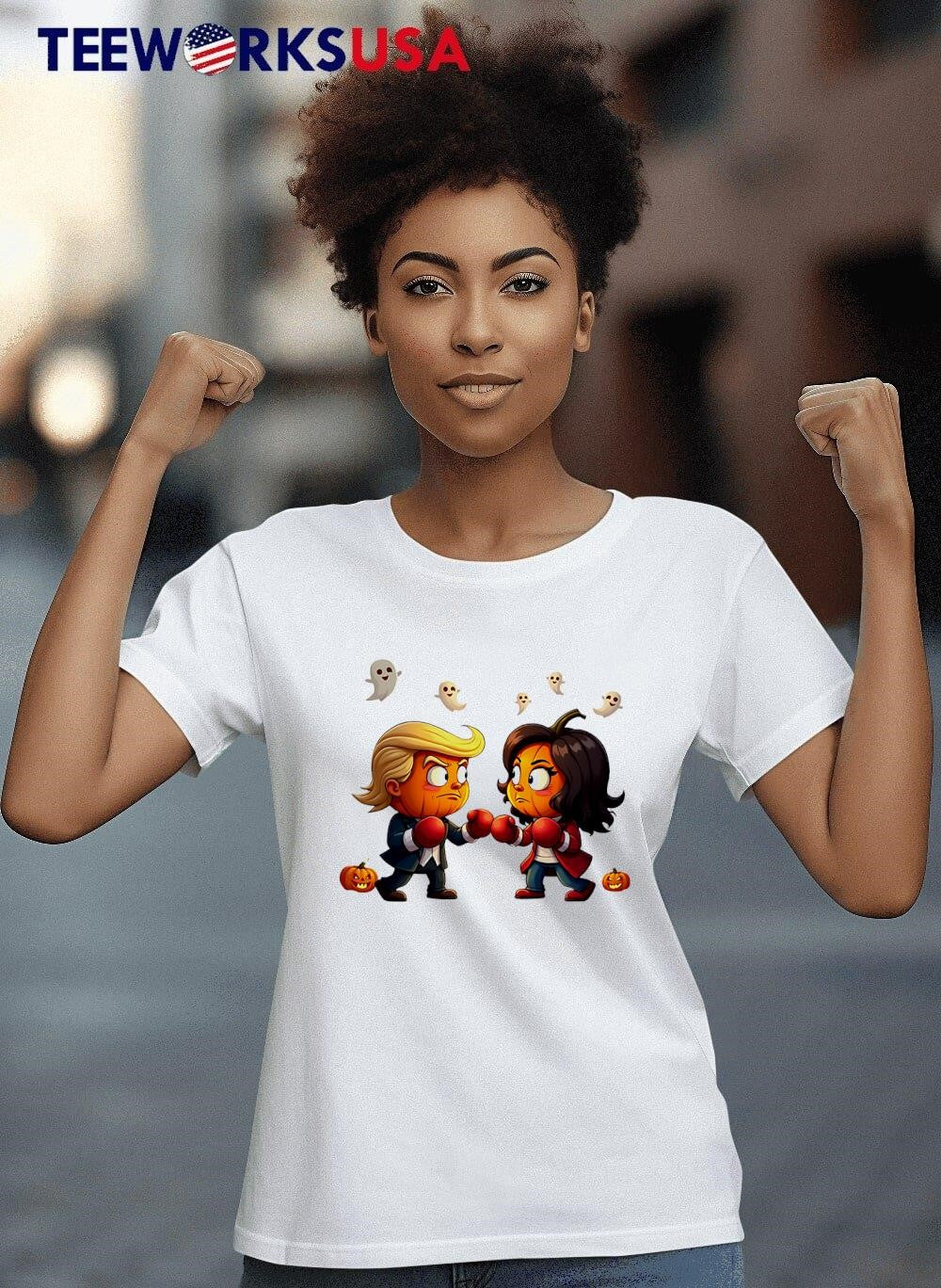 Halloween Fight Trump and Kamala cartoon - Adult & Kids T-Shirts, Sweatshirts & Hoodies apparel design preview 4