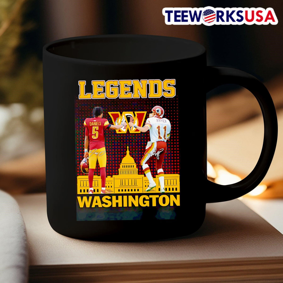 Jayden Daniels and Mark Rypien Legends Washington - Adult & Kids T-Shirts, Sweatshirts & Hoodies apparel design preview 3