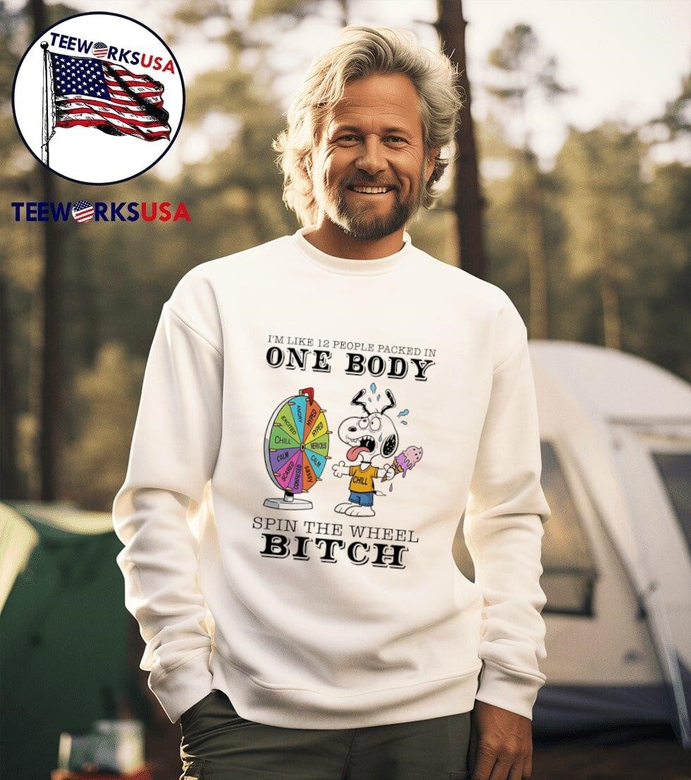 Snoopy I'm like 12 people packed in one body spin the - Adult & Kids T-Shirts, Sweatshirts & Hoodies apparel design preview 3