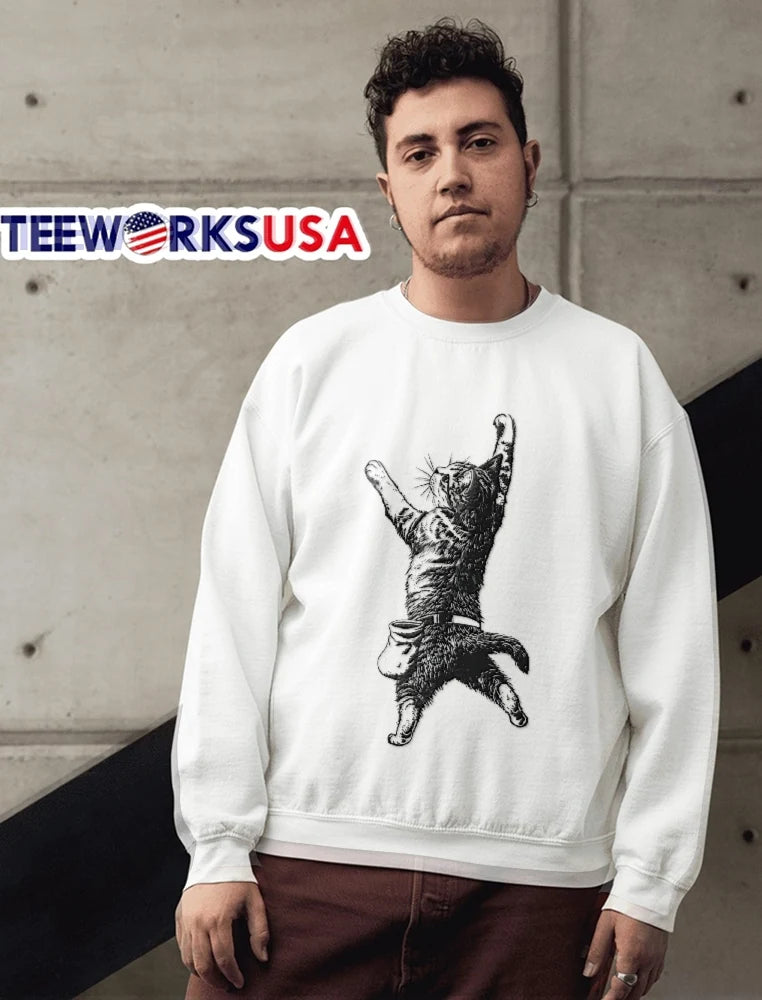 Cat climbing wall with chalk bag - Adult & Kids T-Shirts, Sweatshirts & Hoodies apparel design preview 6