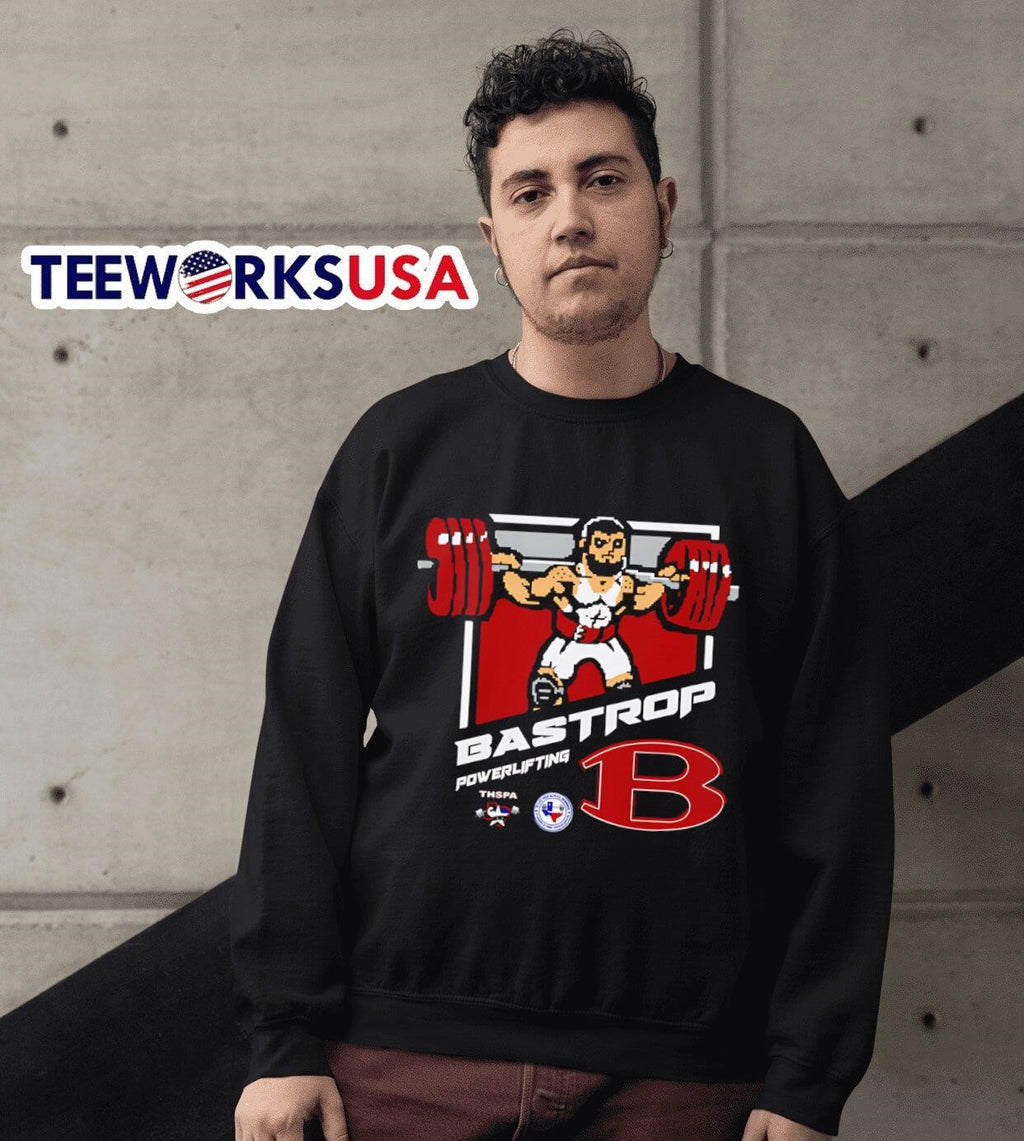Bastrop powerlifting cartoon - Adult & Kids T-Shirts, Sweatshirts & Hoodies apparel design preview 6