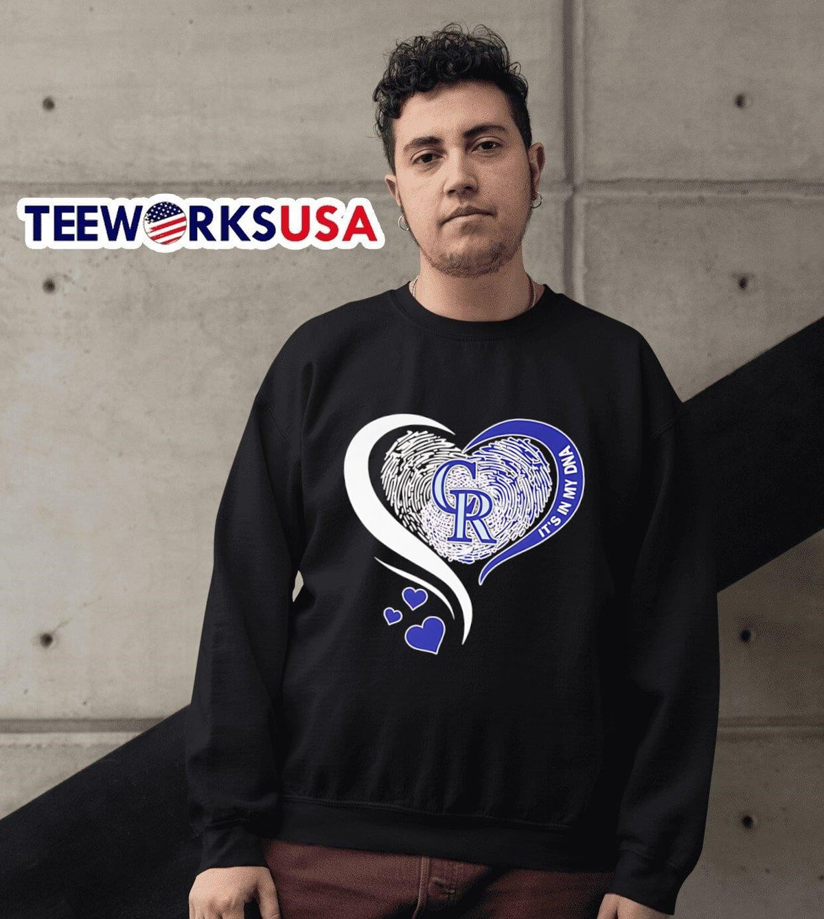Fingerprint heart it's in my DNA Colorado Rockies - Adult & Kids T-Shirts, Sweatshirts & Hoodies apparel design preview 6
