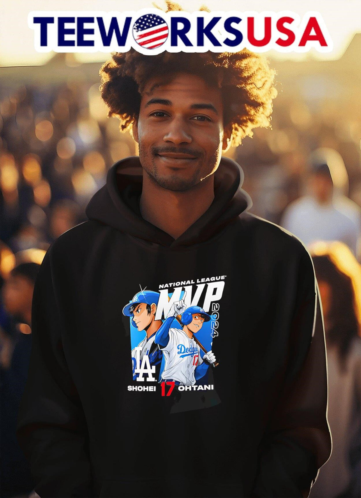 National League MVP Shohei Ohtani anime style - Adult & Kids T-Shirts, Sweatshirts & Hoodies apparel design preview 2