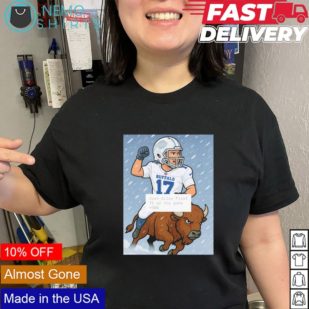 Josh Allen first TD of the game 500 Buffalo Bills - Adult & Kids T-Shirts, Sweatshirts & Hoodies apparel design preview 3
