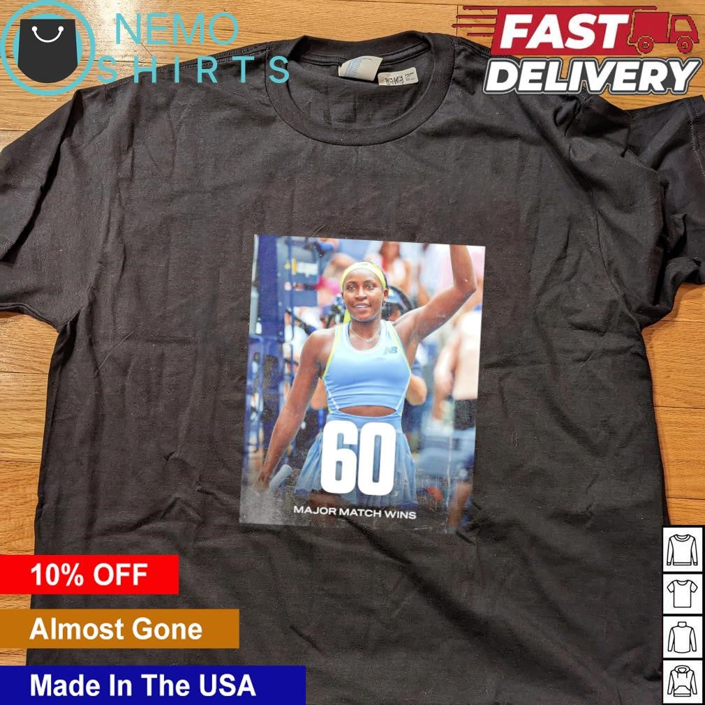 Coco Gauff 60 major match wins - Adult & Kids T-Shirts, Sweatshirts & Hoodies apparel design preview 4