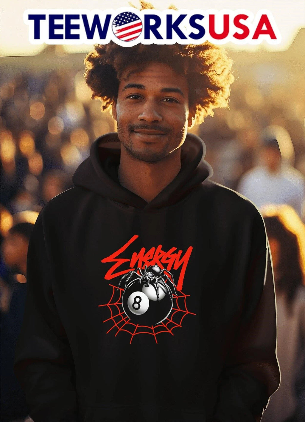 Energy Spider On 8 Ball - Adult & Kids T-Shirts, Sweatshirts & Hoodies apparel design preview 2