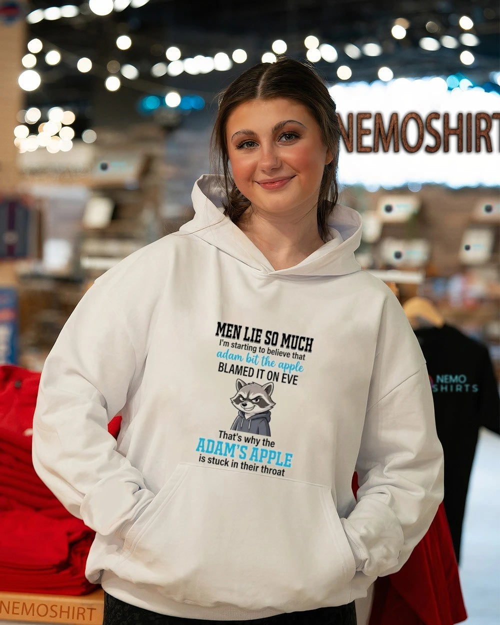 Men Lie So Much Adam and Eve Raccoon Quote - Adult & Kids T-Shirts, Sweatshirts & Hoodies apparel design preview 4
