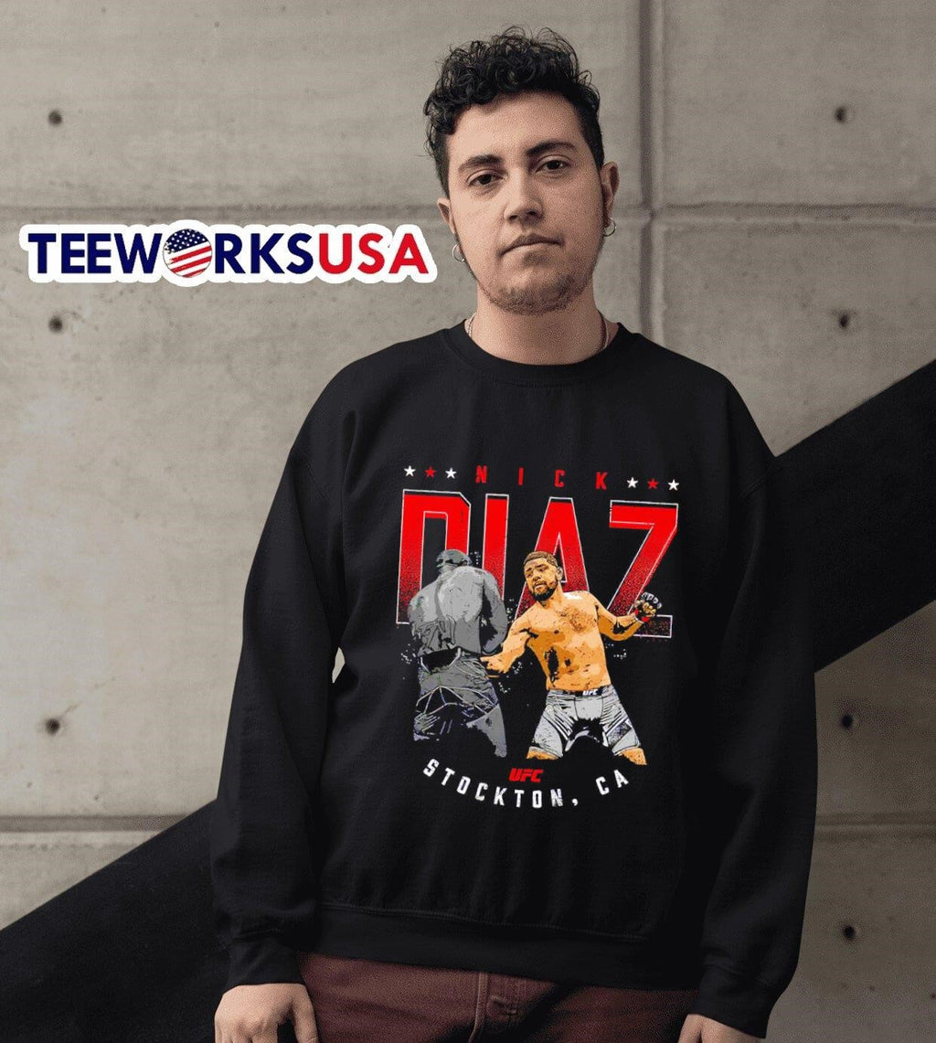 Nick Diaz body punch Stockton CA retro - Adult & Kids T-Shirts, Sweatshirts & Hoodies apparel design preview 3